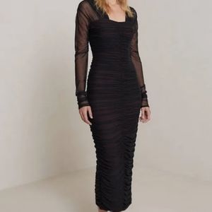 A.L.C. new with tags, black tulle ruched midi-length dress, size M/L